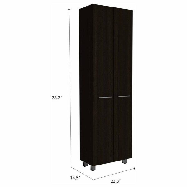 Pantry Cabinets |   78″ Modern Black Pantry Cabinet With Two Full Size Doors Furniture Pantry Cabinets