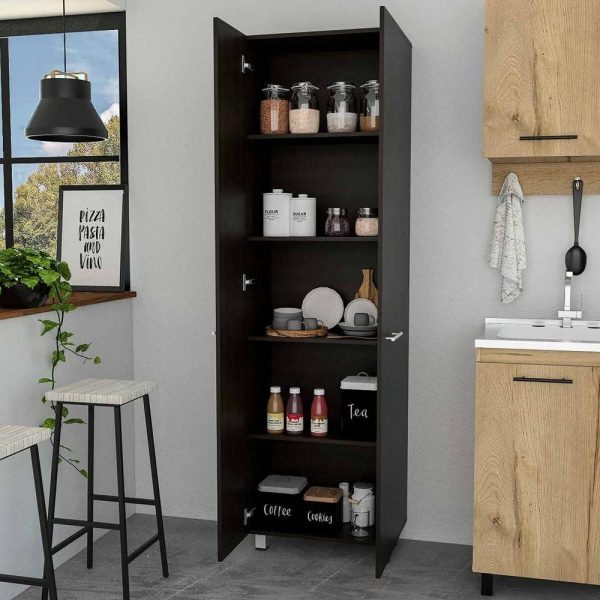 Pantry Cabinets |   78″ Modern Black Pantry Cabinet With Two Full Size Doors Furniture Pantry Cabinets