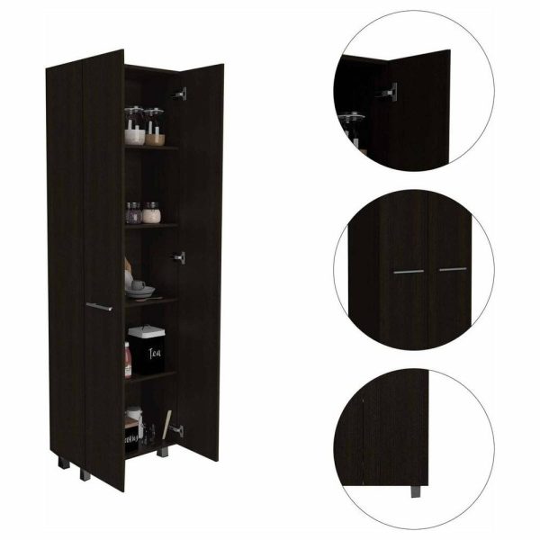 Pantry Cabinets |   78″ Modern Black Pantry Cabinet With Two Full Size Doors Furniture Pantry Cabinets