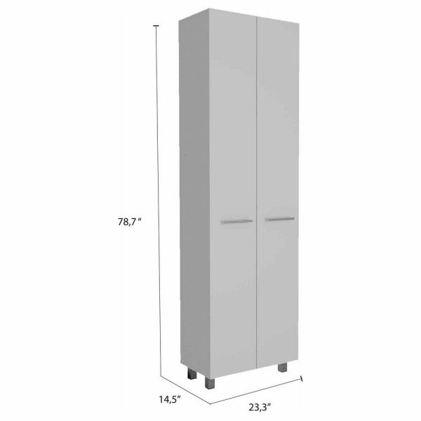 Pantry Cabinets |   78″ Modern White Pantry Cabinet With Two Full Size Doors Furniture Pantry Cabinets