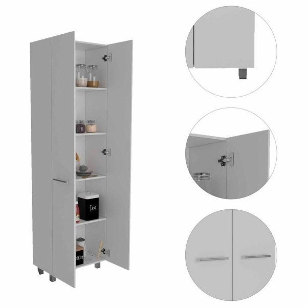 Pantry Cabinets |   78″ Modern White Pantry Cabinet With Two Full Size Doors Furniture Pantry Cabinets