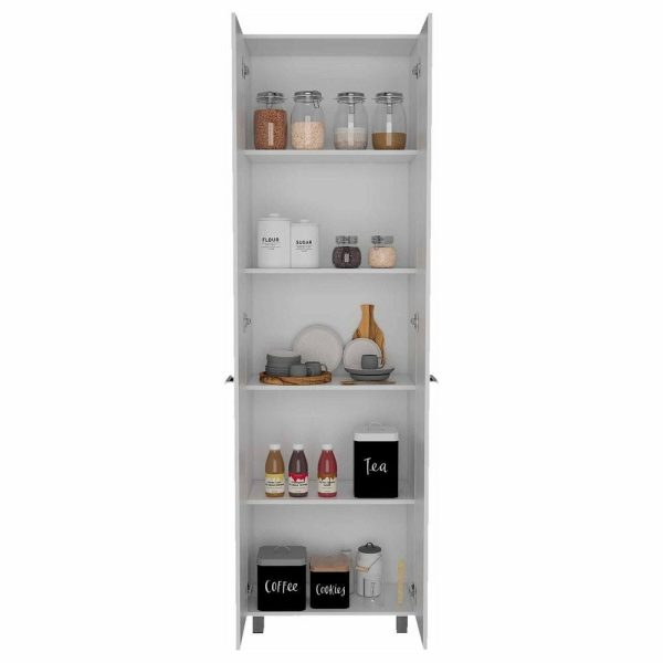 Pantry Cabinets |   78″ Modern White Pantry Cabinet With Two Full Size Doors Furniture Pantry Cabinets