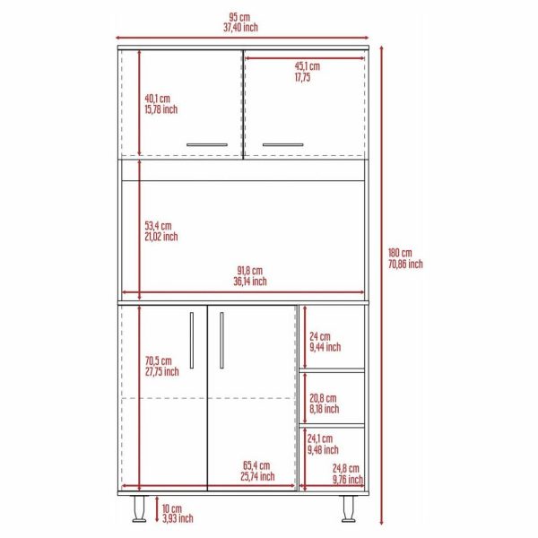 Pantry Cabinets |   Colorado Multipurpose Pantry Cabinet With Open Counter & Three Open Shelves Furniture Pantry Cabinets