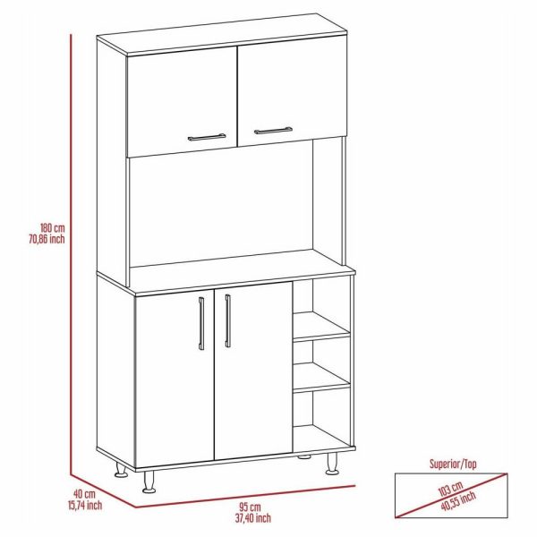 Pantry Cabinets |   Colorado Multipurpose Pantry Cabinet With Open Counter & Three Open Shelves Furniture Pantry Cabinets