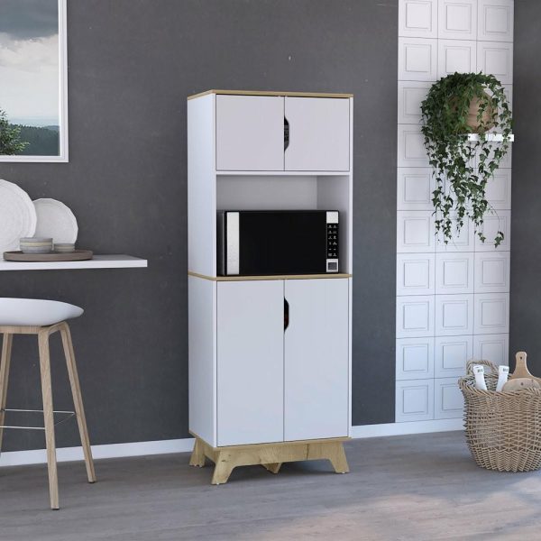 Pantry Cabinets |   Depot E-Shop Dahoon Microwave Cabinet, Light Oak/White Furniture Pantry Cabinets