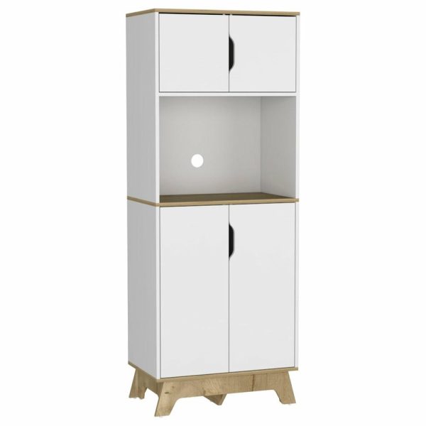 Pantry Cabinets |   Depot E-Shop Dahoon Microwave Cabinet, Light Oak/White Furniture Pantry Cabinets