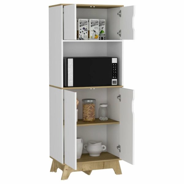 Pantry Cabinets |   Depot E-Shop Dahoon Microwave Cabinet, Light Oak/White Furniture Pantry Cabinets