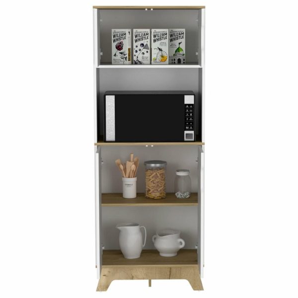 Pantry Cabinets |   Depot E-Shop Dahoon Microwave Cabinet, Light Oak/White Furniture Pantry Cabinets