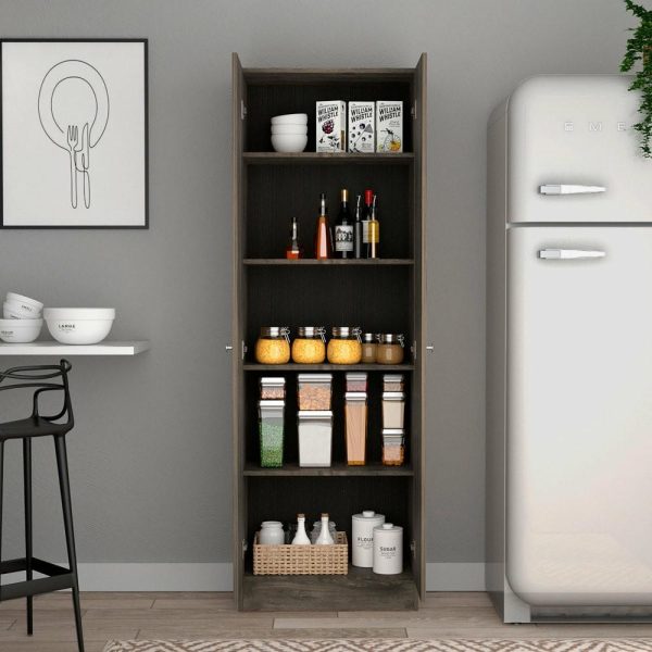 Pantry Cabinets |   Depot E-Shop Dakari-Storage Single-Door Pantry Cabinet, Dark Brown Furniture Pantry Cabinets