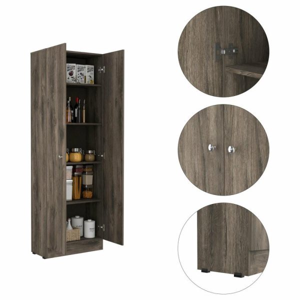 Pantry Cabinets |   Depot E-Shop Dakari-Storage Single-Door Pantry Cabinet, Dark Brown Furniture Pantry Cabinets