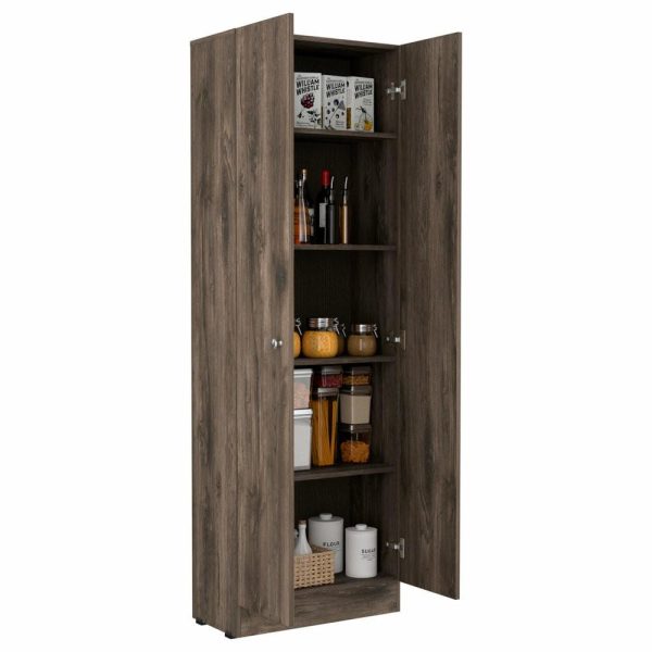 Pantry Cabinets |   Depot E-Shop Dakari-Storage Single-Door Pantry Cabinet, Dark Brown Furniture Pantry Cabinets