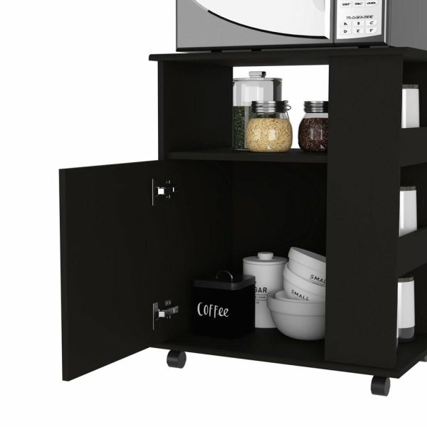 Pantry Cabinets |   Depot Eshop Munich Black Lower Microwave Pantry Single Door Cabinet De-Mlw6198 Furniture Pantry Cabinets