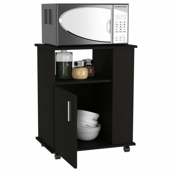 Pantry Cabinets |   Depot Eshop Munich Black Lower Microwave Pantry Single Door Cabinet De-Mlw6198 Furniture Pantry Cabinets