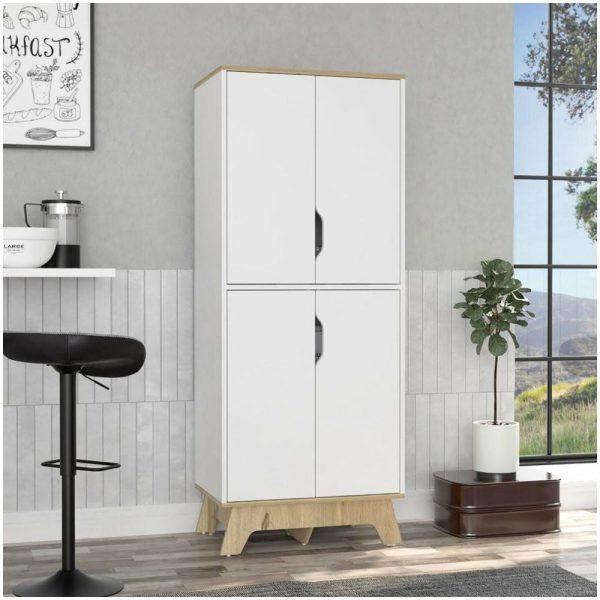 Pantry Cabinets |   Fm Furniture Zurich Double Kitchen Pantry – Light Oak And White Furniture Pantry Cabinets