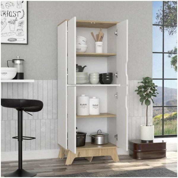 Pantry Cabinets |   Fm Furniture Zurich Double Kitchen Pantry – Light Oak And White Furniture Pantry Cabinets