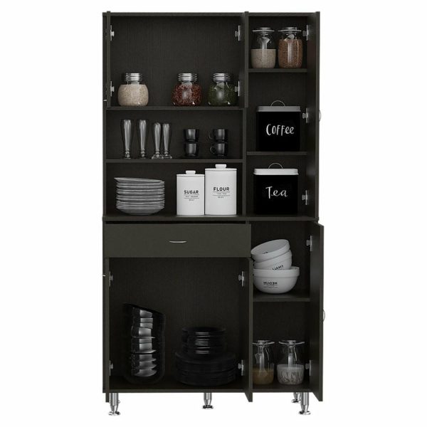 Pantry Cabinets |   Helis 90 Pantry Cabinet Black Wengue Furniture Pantry Cabinets