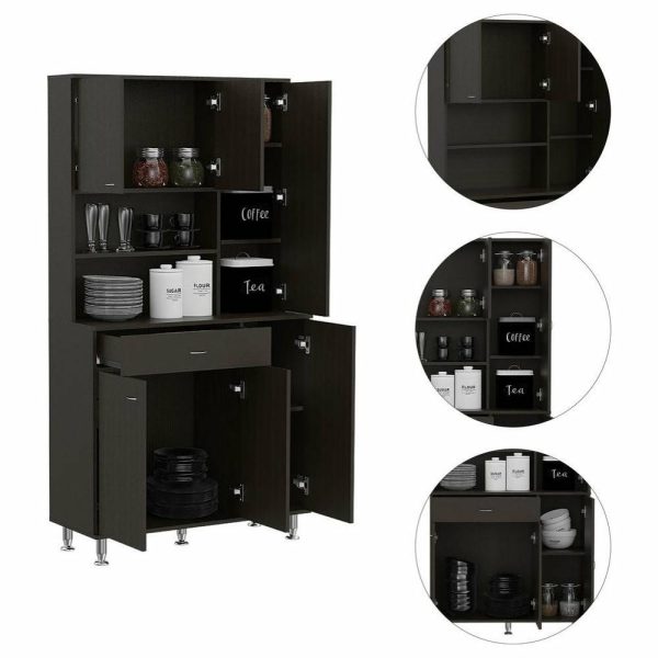 Pantry Cabinets |   Helis 90 Pantry Cabinet Black Wengue Furniture Pantry Cabinets