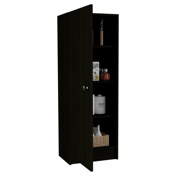 Pantry Cabinets |   Miami 47-Inch Tall Single Door Pantry With 4 Shelves, Black Wenge Furniture Pantry Cabinets