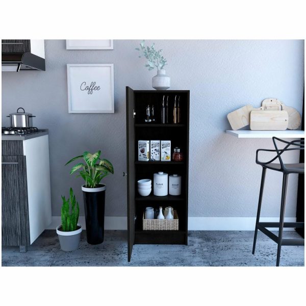 Pantry Cabinets |   Miami 47-Inch Tall Single Door Pantry With 4 Shelves, Black Wenge Furniture Pantry Cabinets