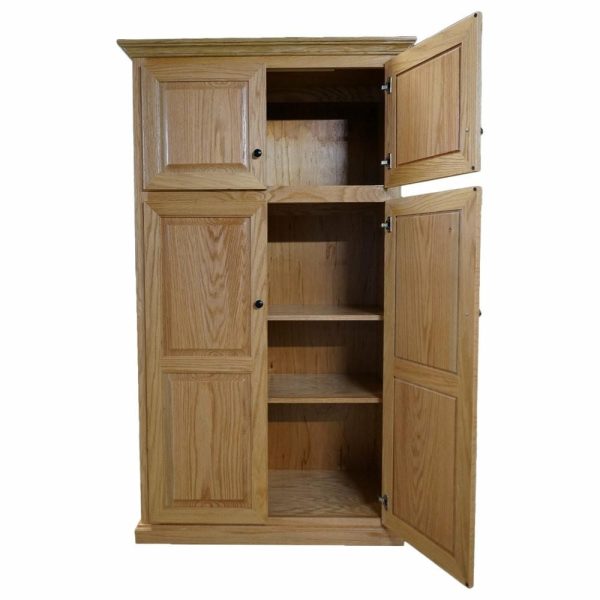 Pantry Cabinets |   Oak Kitchen Pantry With Upper Storage, Lite Oak Furniture Pantry Cabinets