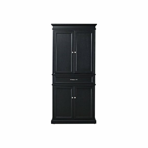 Pantry Cabinets |   Pemberly Row 5 Shelves Wood Pantry With 1 Storage Drawer In Black Furniture Pantry Cabinets