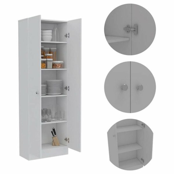 Pantry Cabinets |   Pemberly Row 70″ Modern Engineered Wood Storage Pantry Cabinet In White Furniture Pantry Cabinets