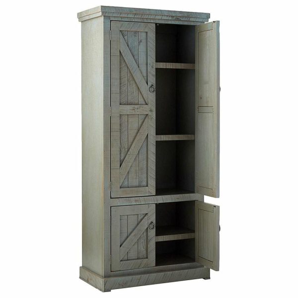 Pantry Cabinets |   Rustic Pantry Cabinet, Engineered Wood With X Patterned Doors, Dark Blue Furniture Pantry Cabinets