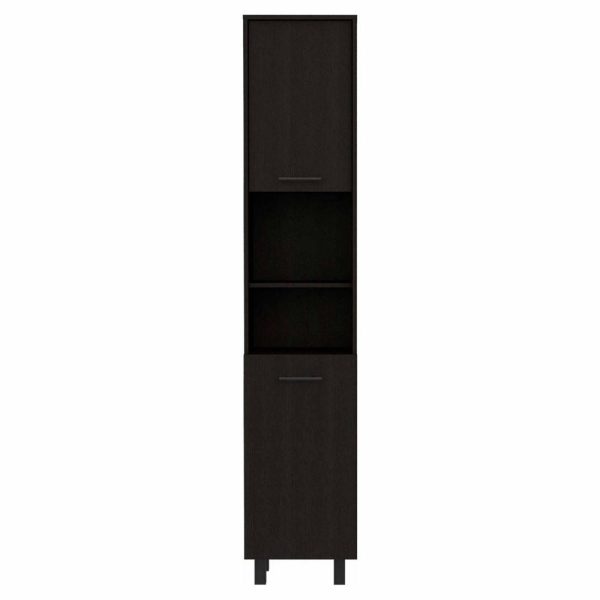 Pantry Cabinets |   Sheffield 2-Door Pantry Cabinet, With 2 Open Shelves, Black Furniture Pantry Cabinets