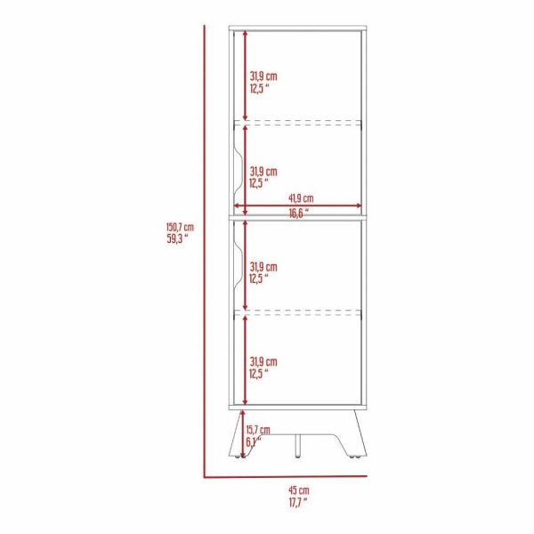 Pantry Cabinets |   Single Kitchen Pantry Wallas, Four Shelves, Two Doors – Light Oak / White Furniture Pantry Cabinets