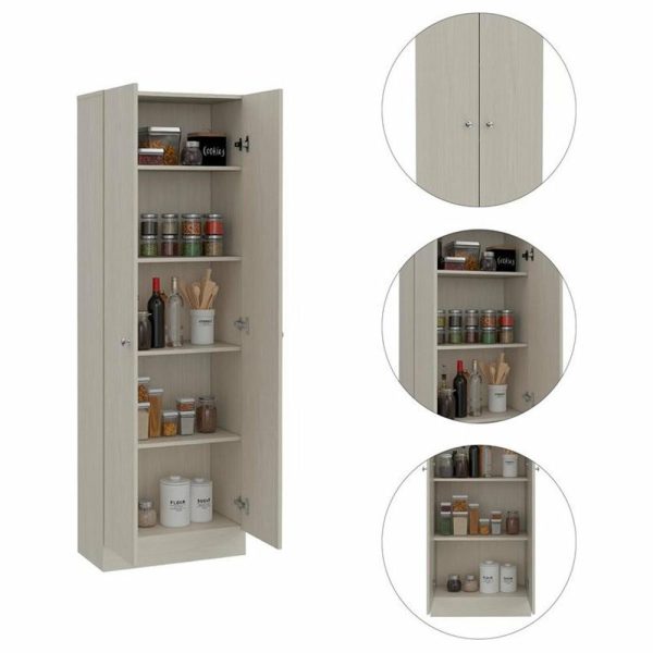 Pantry Cabinets |   Tuhome Modern Off White Engineered Wood Multistorage 70″ Two Door Pantry Furniture Pantry Cabinets