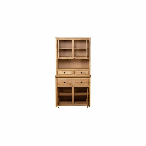 Pantry Cabinets |   Vidaxl Cabinet Wooden Display Case Storage Cabinet Solid Pine Panama Range Furniture Pantry Cabinets