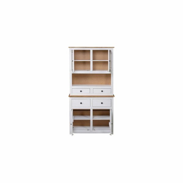 Pantry Cabinets |   Vidaxl Highboard Display Case Storage Cabinet White Solid Pine Panama Range Furniture Pantry Cabinets