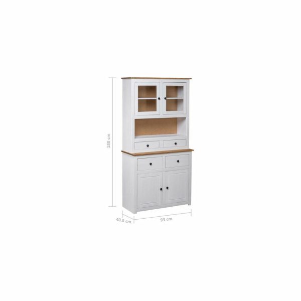 Pantry Cabinets |   Vidaxl Highboard Display Case Storage Cabinet White Solid Pine Panama Range Furniture Pantry Cabinets