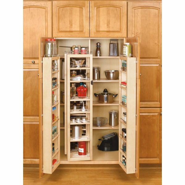 Pantry Cabinets |   Wood Swing Out Pantry Cabinet Organizer Kit, 12″Wx7.5″Dx45″H Furniture Pantry Cabinets