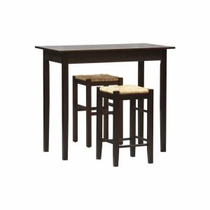 Pub & Bistro Sets |   Linon Three Piece Wood Tavern Dining Set In Espresso Brown Furniture Pub & Bistro Sets