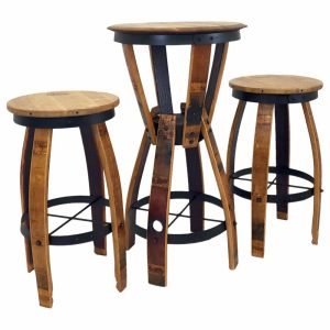 Pub & Bistro Sets |   Wine Barrel Hourglass Pub Set, Backless Stools Furniture Pub & Bistro Sets