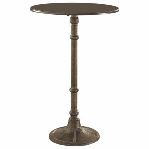 Pub & Bistro Tables |   Coaster Traditional Round Ornate Pedestal Wood Bar Table In Brown Furniture Pub & Bistro Tables