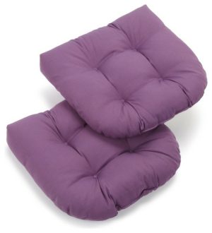 Seat Cushions |   19″ U-Shaped Twill Tufted Dining Chair Cushion, Set Of 2, Purple Furniture Seat Cushions