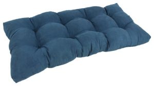 Seat Cushions |   42″X19″ Squared Micro Suede Tufted Loveseat Cushion, Indigo Furniture Seat Cushions