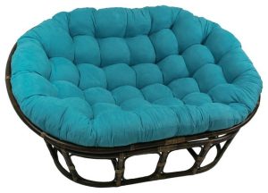 Seat Cushions |   Blazing Needles Double Papasan Cushion, Aqua Blue – Frame Not Included Furniture Seat Cushions