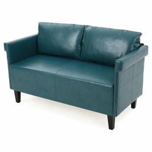 Sofas & Sectionals |   Gdf Studio Harbison Leather Loveseat Settee, Teal Furniture Sofas & Sectionals