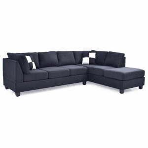 Sofas & Sectionals |   Solana Micro Suede Sectional, Black Micro Suede Furniture Sofas & Sectionals