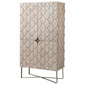 Storage Cabinets |   Excelsior Ii Light Brown Solid Wood W/Antiqued Gold Iron Base Storage Cabinet Furniture Storage Cabinets