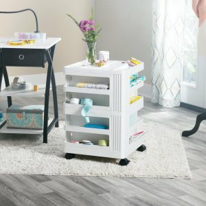 Storage Cabinets |   Kubx Pro Mobile Rotating 4-Sided Storage Organizer And Mulitple Compartments-Wht Furniture Storage Cabinets