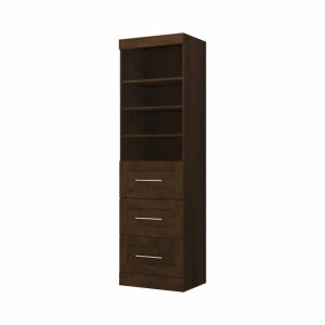 Storage Cabinets |   Pur By Bestar 25″ Storage Unit With 3-Drawer Set, Chocolate Furniture Storage Cabinets