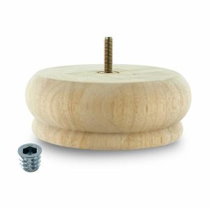 Table Tops & Bases |   2″ Highx5-1/2′ Od Unfinished Solid Hardwood Round Bun Feet Furniture Table Tops & Bases