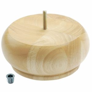 Table Tops & Bases |   3″ Highx6-3/4″ Od Unfinished Solid Hardwood Round Bun Feet Furniture Table Tops & Bases