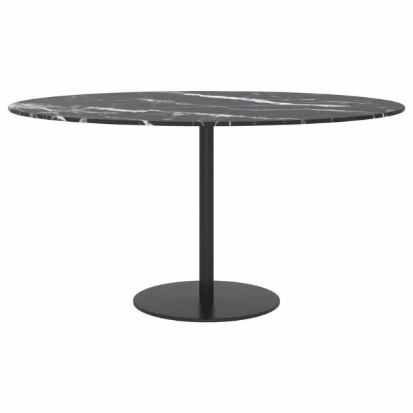 Table Tops & Bases |   Vidaxl Table Top With Marble Design Round Glass Table Top Black Tempered Glass Furniture Table Tops & Bases