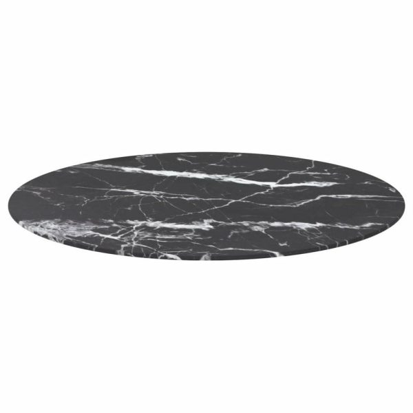 Table Tops & Bases |   Vidaxl Table Top With Marble Design Round Glass Table Top Black Tempered Glass Furniture Table Tops & Bases