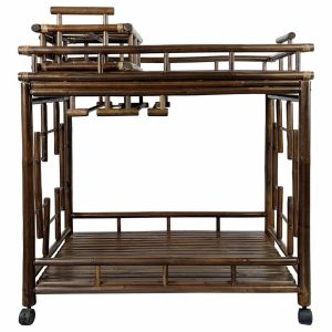 Bar Carts |   Bamboo Rolling Wine Buffet Kitchen Living Room Bar Serving Cart, Espresso Bar Carts Bar Carts